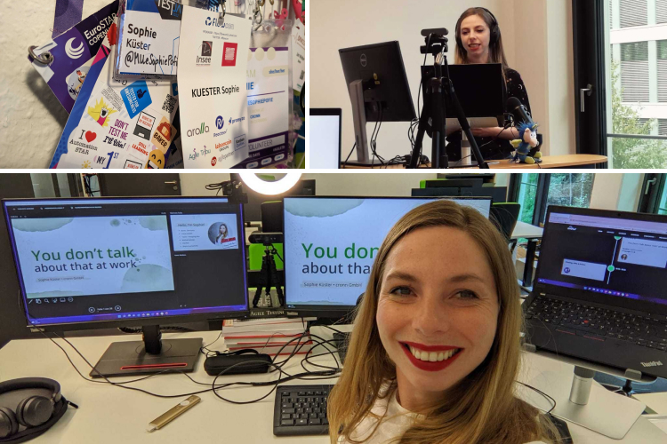 Collage verschiedener Impressionen von Sophies Konferenzen