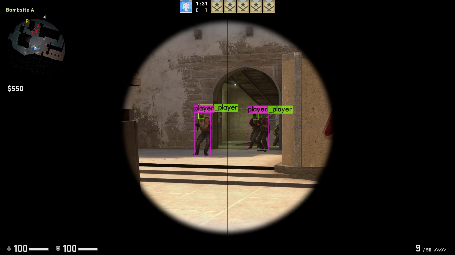 Example prediction of an image taken from CS:GO